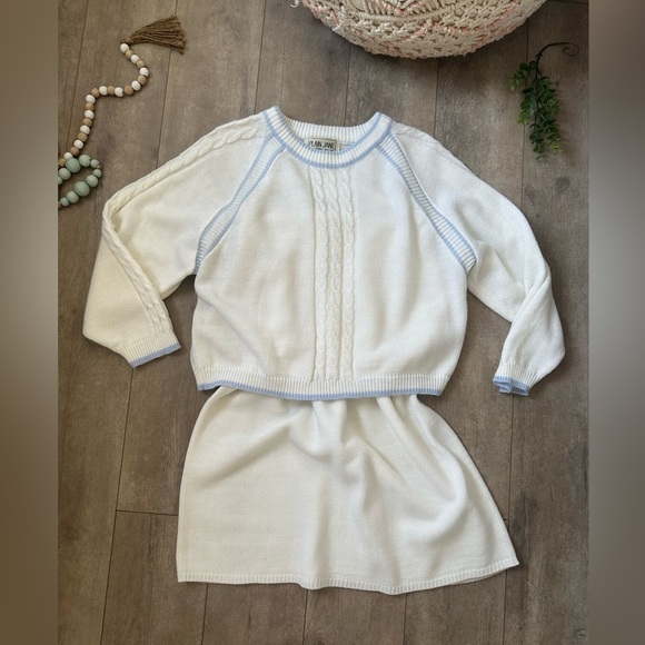 Sweet Baby Jane White and Blue Skirt Set - Picture 1 of 16